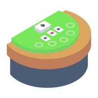 A blackjack table icon in isometric design vector