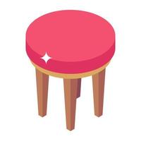 Icon of a stool chair in isometric design vector