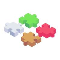 Concept of problem solving icon in isometric style of jigsaw, puzzle pieces vector