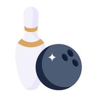 Skittle with bowling ball denoting bowling game icon vector