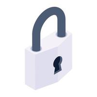 Lock in isometric style icon, editable vector