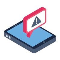 Mobile error notification isometric style icon vector