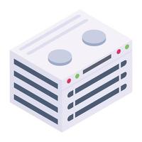 An icon of data server rack in isometric style vector