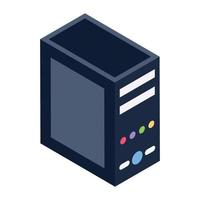 un icono de rack de servidor de datos en estilo isométrico vector