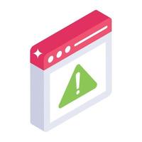 Web alert in isometric style icon, editable vector