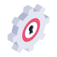 Secure setting isometric icon, configuration protection vector