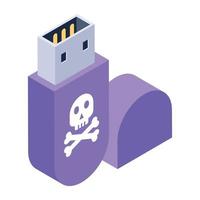 Infected usb isometric style icon, editable vector