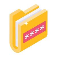 Folder password isometric style icon, editable vector