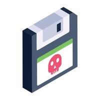 Infected floppy isometric style editable vector