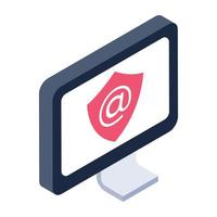 Secure mail isometric style icon, editable vector