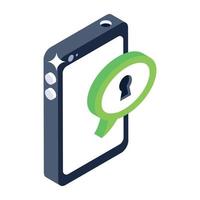 Lock bubble and mobile denoting isometric icon of security message vector