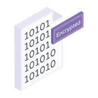 Encrypted data isometric style icon, editable vector