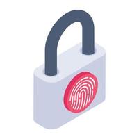 Biometric lock isometric style icon, secure identification vector