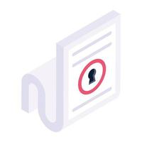 Encrypted document isometric icon, data security vector