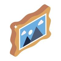 A painting frame of landscape in isometric icon vector