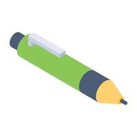 Ballpoint isometric style icon, writing tool vector