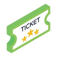 Ticket icon in trendy isometric style. vector