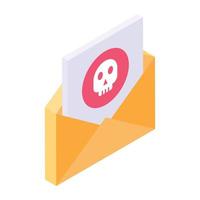 Hacked mail isometric style icon, editable vector