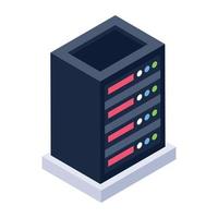 icono de estilo isométrico del rack del servidor, vector editable