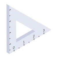 Set square isometric icon, measuring tool vector