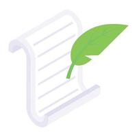 Icon of script writing in isometric style vector