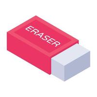 An isometric icon design of eraser in trendy editable style vector