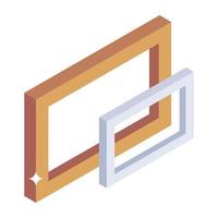 Wooden frame isometric style icon, editable vector and home interior