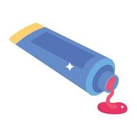 Acrylic paint tube in isometric style icon, painting purposes tool vector