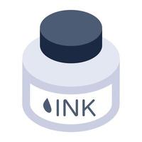 tinta en icono de estilo isométrico, equipo de escritura vector