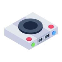 Game system isometric icon, gaming device vector