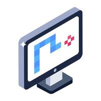 Computer games isometric style icon, editable vector