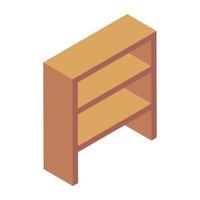 An isometric design icon of shelves almirah vector