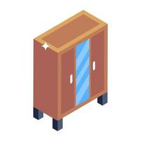 A chest of drawers, isometric icon of cabinet vector