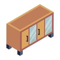 A chest of drawers, isometric icon of cabinet vector