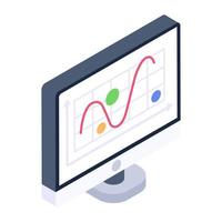 Milestones in a line graph symbolizing control chart isometric icon vector