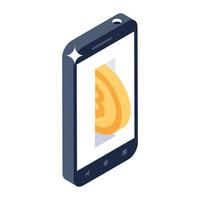 Smart payment icon in editable design, mobile bitcoin transfer, vector