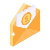 icono de carta de factura en estilo isométrico, vector editable