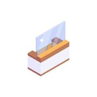 Hotel front desk, reception icon in isometric design vector