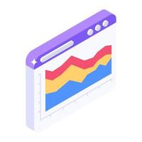 Online data infographic icon, isometric design of web analytics vector