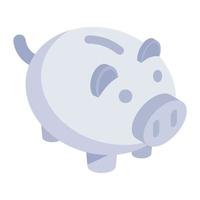 Piggy money box with coin, trendy isometric  icon of piggy bank vector