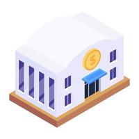 Financial institute architecture, isometric icon of stock exchange building vector