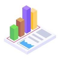 Trendy isometric icon of bar graph vector