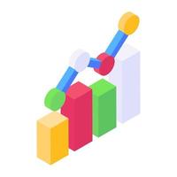 Trendy isometric icon of bar graph vector