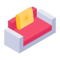 Modern furniture, sofa isometric  vector