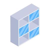 Crockery cabinet isometric icon, editable vector