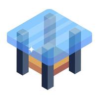 Editable isometric design icon of table vector