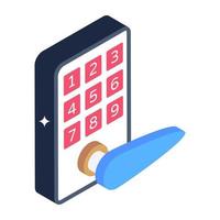 Digital latch isometric style icon, technology vector