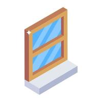 icono de estilo isométrico de ventana de vidrio, vector editable
