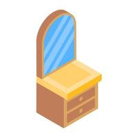 Isometric style icon of dressing table vector