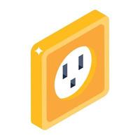 Plug socket isometric style icon, editable vector